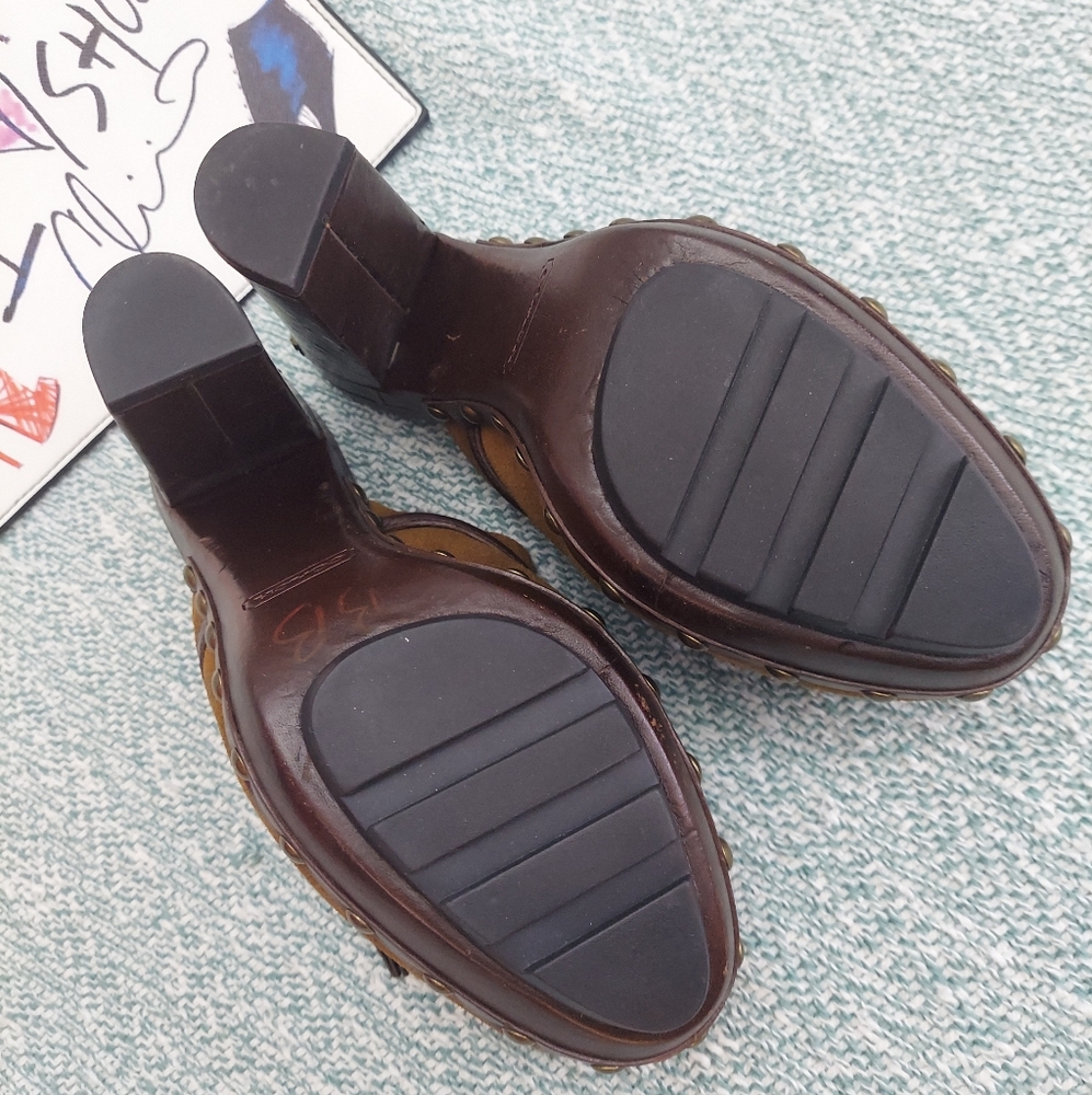 Coach Studded Suede Clogs, sz 8.5 - Picture 7 of 10